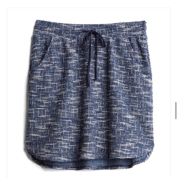 Navy Blue Textured Knit Skirt - Picture 1 of 4